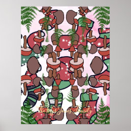 Gepersonaliseerde retro minimalistische paddenstoe poster