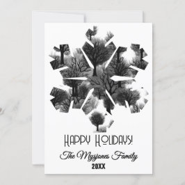 Gepersonaliseerde Retro Minimalistische Zwarte Vak Feestdagenkaart