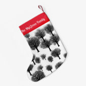 Gepersonaliseerde Retro Minimalistische Zwarte Vak Kleine Kerstsok (Achterkant (Hangend))