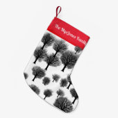 Gepersonaliseerde Retro Minimalistische Zwarte Vak Kleine Kerstsok (Voorkant (Hangend))