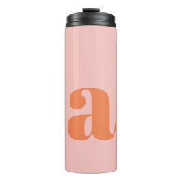 Gepersonaliseerde Retro Monogram Bruidsmeisje Roze Thermosbeker