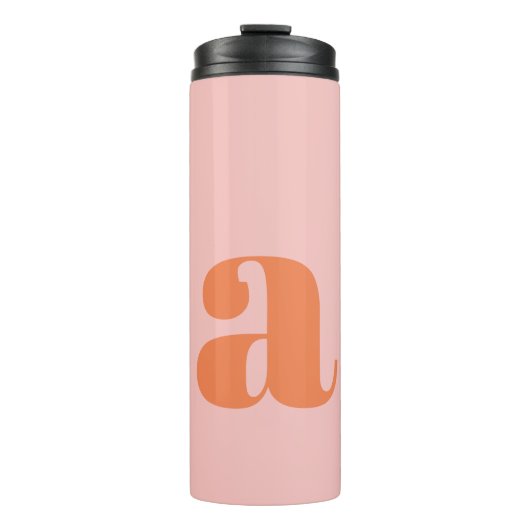 Gepersonaliseerde Retro Monogram Bruidsmeisje Roze Thermosbeker (Voorkant)