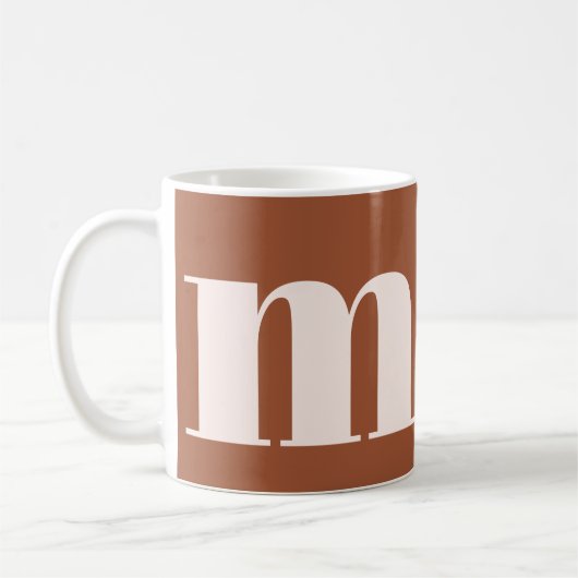 Gepersonaliseerde Retro Monogram met Terracotta Bo Koffiemok (Links)