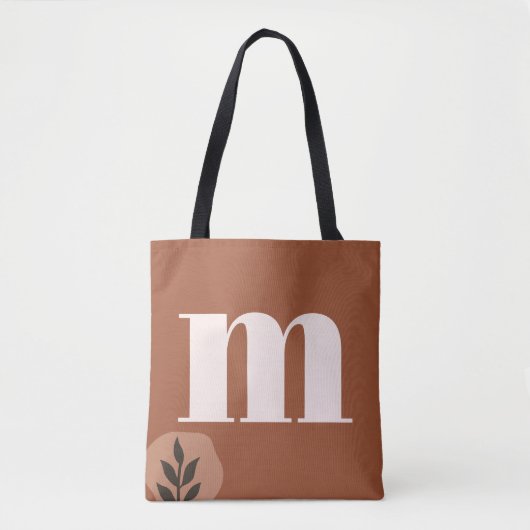 Gepersonaliseerde Retro Monogram met Terracotta Bo Tote Bag (Voorkant)