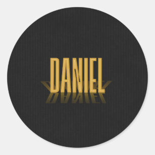 Gepersonaliseerde Retro Movie Poster Daniel Gold Ronde Sticker