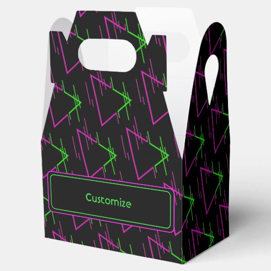 Gepersonaliseerde Retro Neon Geometric Pattern Gab Bedankdoosjes (Geopend)