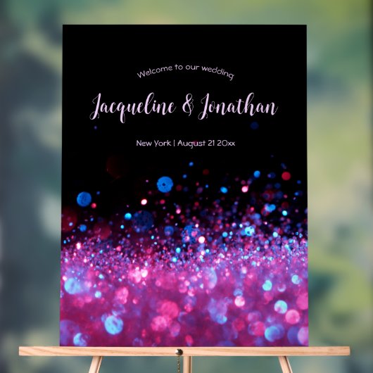 Gepersonaliseerde Retro Neon Roze Zwarte Glitter H Acryl Bord (Neutraal)