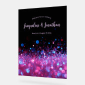 Gepersonaliseerde Retro Neon Roze Zwarte Glitter H Acryl Bord (Hoek)