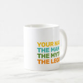Gepersonaliseerde Retro Noem het Man The Myth Koffiemok (Voorkant rechts)