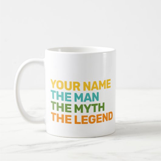 Gepersonaliseerde Retro Noem het Man The Myth Koffiemok (Links)
