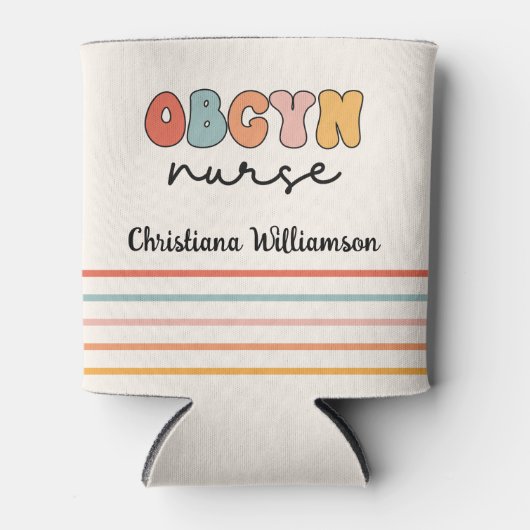 Gepersonaliseerde Retro OBGYN Verpleegster Blikjeskoeler (Voorkant)