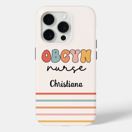 Gepersonaliseerde Retro OBGYN Verpleegster Case-Mate iPhone Case (Achterkant)