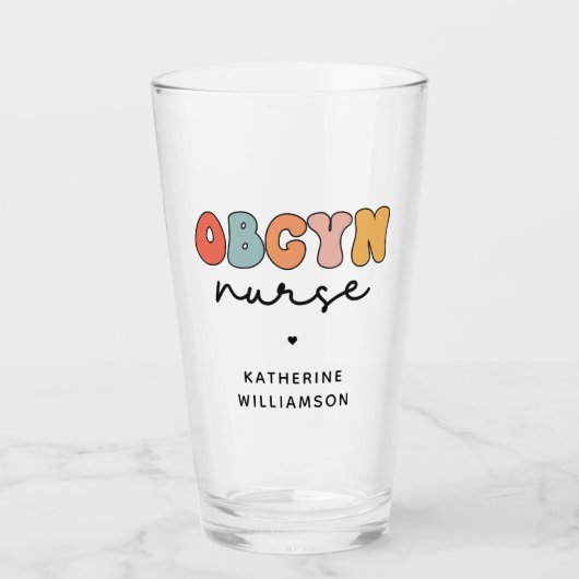 Gepersonaliseerde Retro OBGYN Verpleegster Glas (Voorkant)