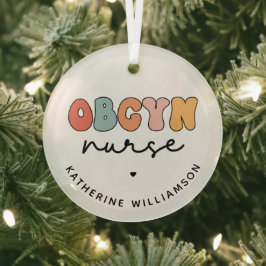 Gepersonaliseerde Retro OBGYN Verpleegster Glas Ornament