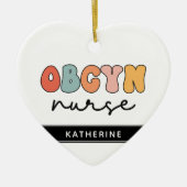 Gepersonaliseerde Retro OBGYN Verpleegster Keramisch Ornament (Voorkant)