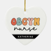 Gepersonaliseerde Retro OBGYN Verpleegster Keramisch Ornament (Achterkant)