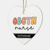 Gepersonaliseerde Retro OBGYN Verpleegster Keramisch Ornament (Links)