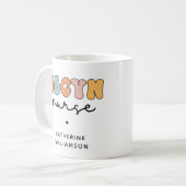 Gepersonaliseerde Retro OBGYN Verpleegster Koffiemok (Voorkant links)