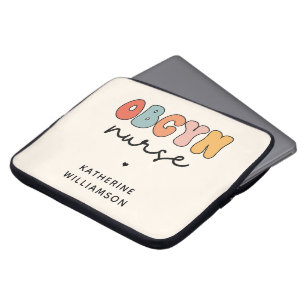 Gepersonaliseerde Retro OBGYN Verpleegster Laptop Sleeve