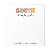 Gepersonaliseerde Retro OBGYN Verpleegster Notitieblok (Voorkant)