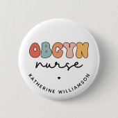Gepersonaliseerde Retro OBGYN Verpleegster Ronde Button 5,7 Cm (Voorkant)