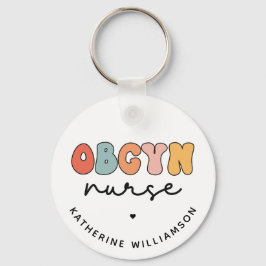 Gepersonaliseerde Retro OBGYN Verpleegster Sleutelhanger