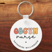 Gepersonaliseerde Retro OBGYN Verpleegster Sleutelhanger (Achterkant)