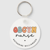 Gepersonaliseerde Retro OBGYN Verpleegster Sleutelhanger (Achterkant)