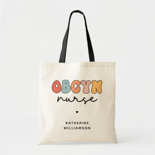 Gepersonaliseerde Retro OBGYN Verpleegster Tote Bag (Voorkant)