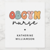 Gepersonaliseerde Retro OBGYN Verpleegster Wijn Etiket (Enkel label)