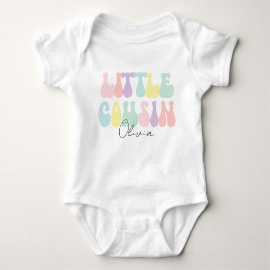 Gepersonaliseerde retro pastel kleine neef | Aange Romper (Voorkant)