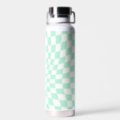 Gepersonaliseerde Retro Pastel Mint Wavy geruit Waterfles (Achterkant)
