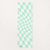 Gepersonaliseerde Retro Pastel Mint Wavy geruit Yogamat (Voorkant)