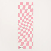 Gepersonaliseerde Retro Pastel Roze Wavy Geruit Yogamat (Voorkant)