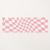 Gepersonaliseerde Retro Pastel Roze Wavy Geruit Yogamat (Voorkant (horizontaal))