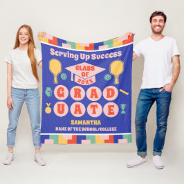 Gepersonaliseerde Retro Pickleball Afstuderen Fleece Deken