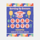 Gepersonaliseerde Retro Pickleball Afstuderen Fleece Deken (Voorkant)