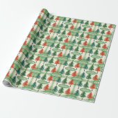 Gepersonaliseerde Retro Pine Tree Kerstmis Cadeaupapier (Uitgerold)