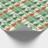 Gepersonaliseerde Retro Pine Tree Kerstmis Cadeaupapier (Hoek)