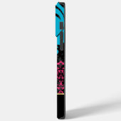 Gepersonaliseerde Retro Pink Aqua Zwart en Goud Case-Mate iPhone Case (Achterkant / Links)