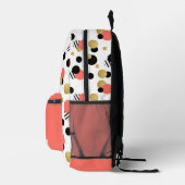 Gepersonaliseerde Retro Polka Dot Coral Bedrukte Rugzak (Rechts)