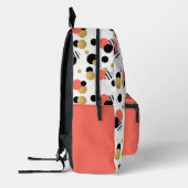 Gepersonaliseerde Retro Polka Dot Coral Bedrukte Rugzak (Links)