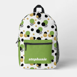 Gepersonaliseerde Retro Polka Dot Green Bedrukte Rugzak