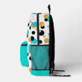 Gepersonaliseerde Retro Polka Dot Turquoise Bedrukte Rugzak (Rechts)