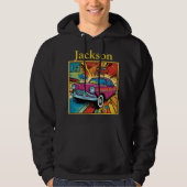 Gepersonaliseerde Retro  Pop Art Car Lover Hoodie (Voorkant)
