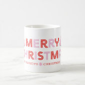 Gepersonaliseerde Retro Prettig Kerstmis Boom Roze Koffiemok (Center)