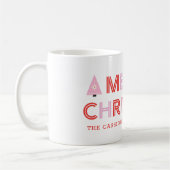 Gepersonaliseerde Retro Prettig Kerstmis Boom Roze Koffiemok (Links)
