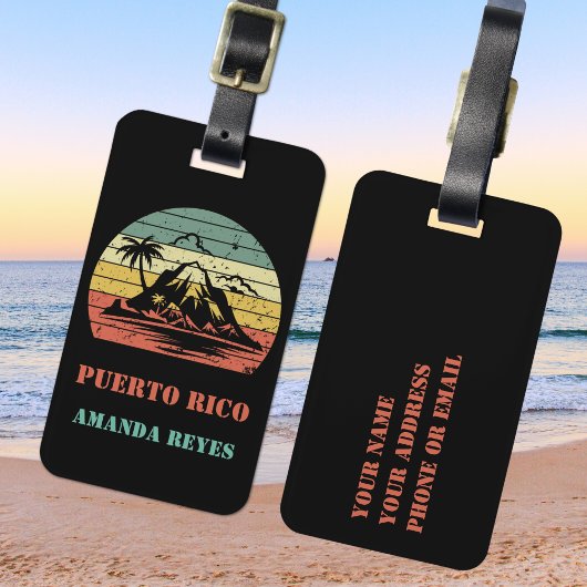 Gepersonaliseerde Retro Puerto Rico Bagagelabel