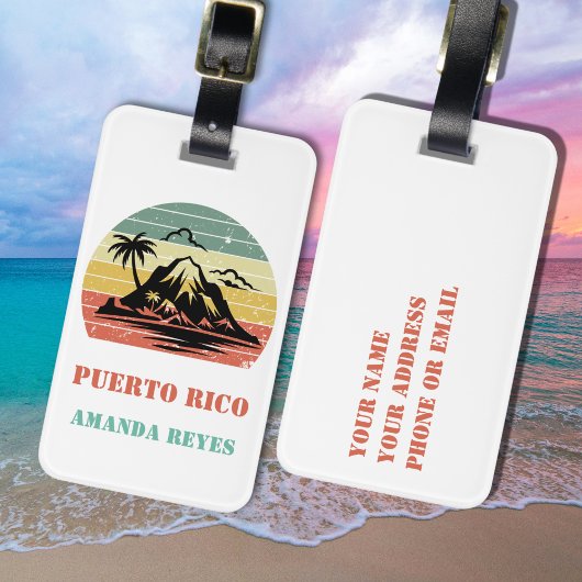 Gepersonaliseerde Retro Puerto Rico Bagagelabel