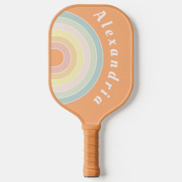 Gepersonaliseerde Retro Rainbow Pastel Pickleball Paddle